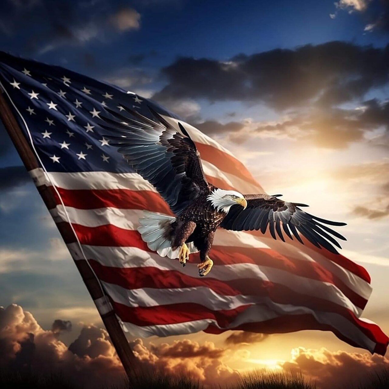 4th of July Eagle Diamond Painting Kits for Adults Beginners, 5D Independence Day Patriotic Diamond Art Kits, DIY Full Round Drill Paint with Diamonds Dots, Home Wall Decor 12 x 12 Inch